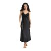 Ice Silk Bow Slit Long Camisole Nightgown