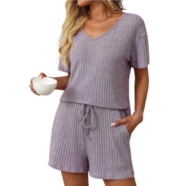 Ribbed Short Sleeve Loungewear Set