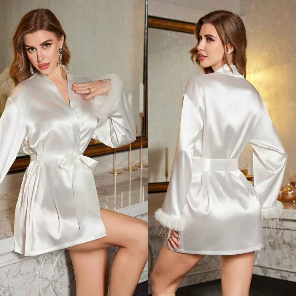 Ice Silk Solid Short Robe