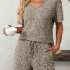 Ribbed Short Sleeve Loungewear Set