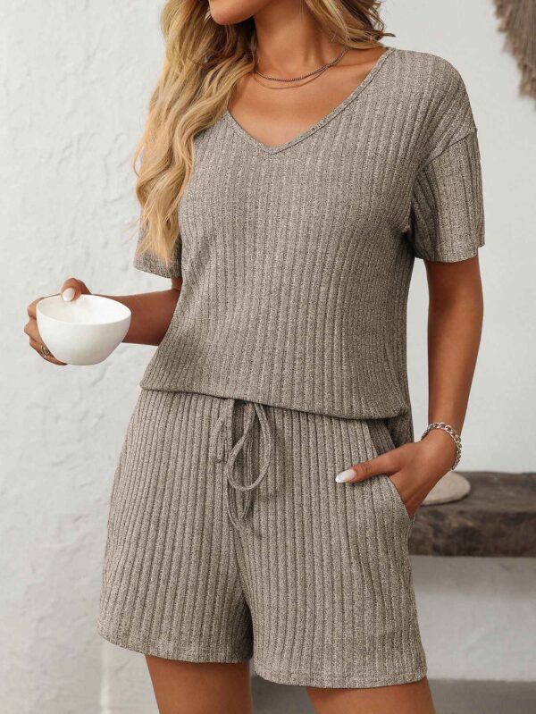 Ribbed Short Sleeve Loungewear Set
