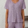 Ribbed Short Sleeve Loungewear Set