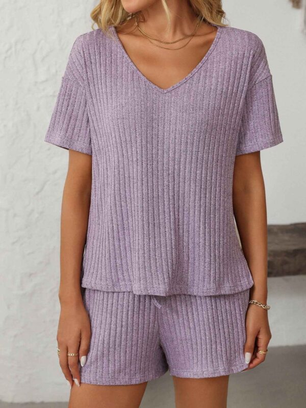 Ribbed Short Sleeve Loungewear Set
