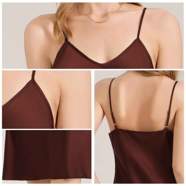 Satin Chiffon Solid Camisole Nightgown