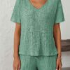 Ribbed Short Sleeve Loungewear Set