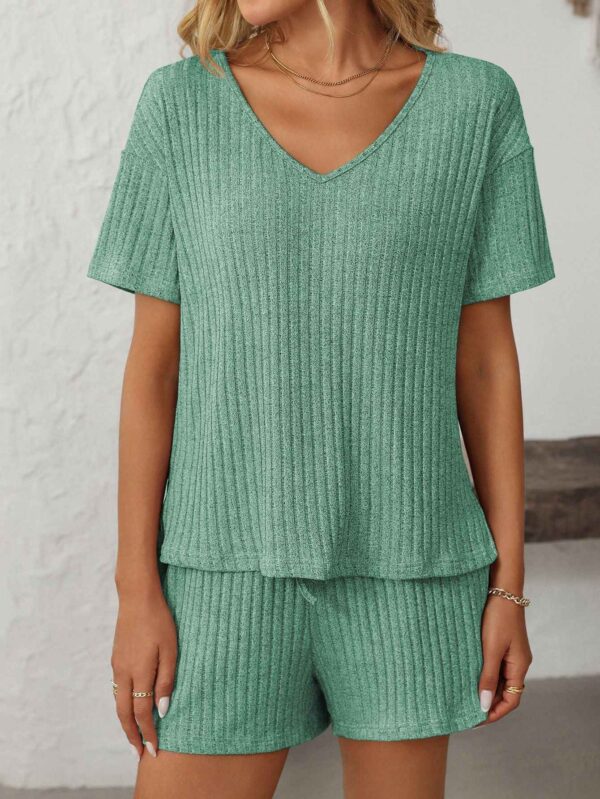 Ribbed Short Sleeve Loungewear Set