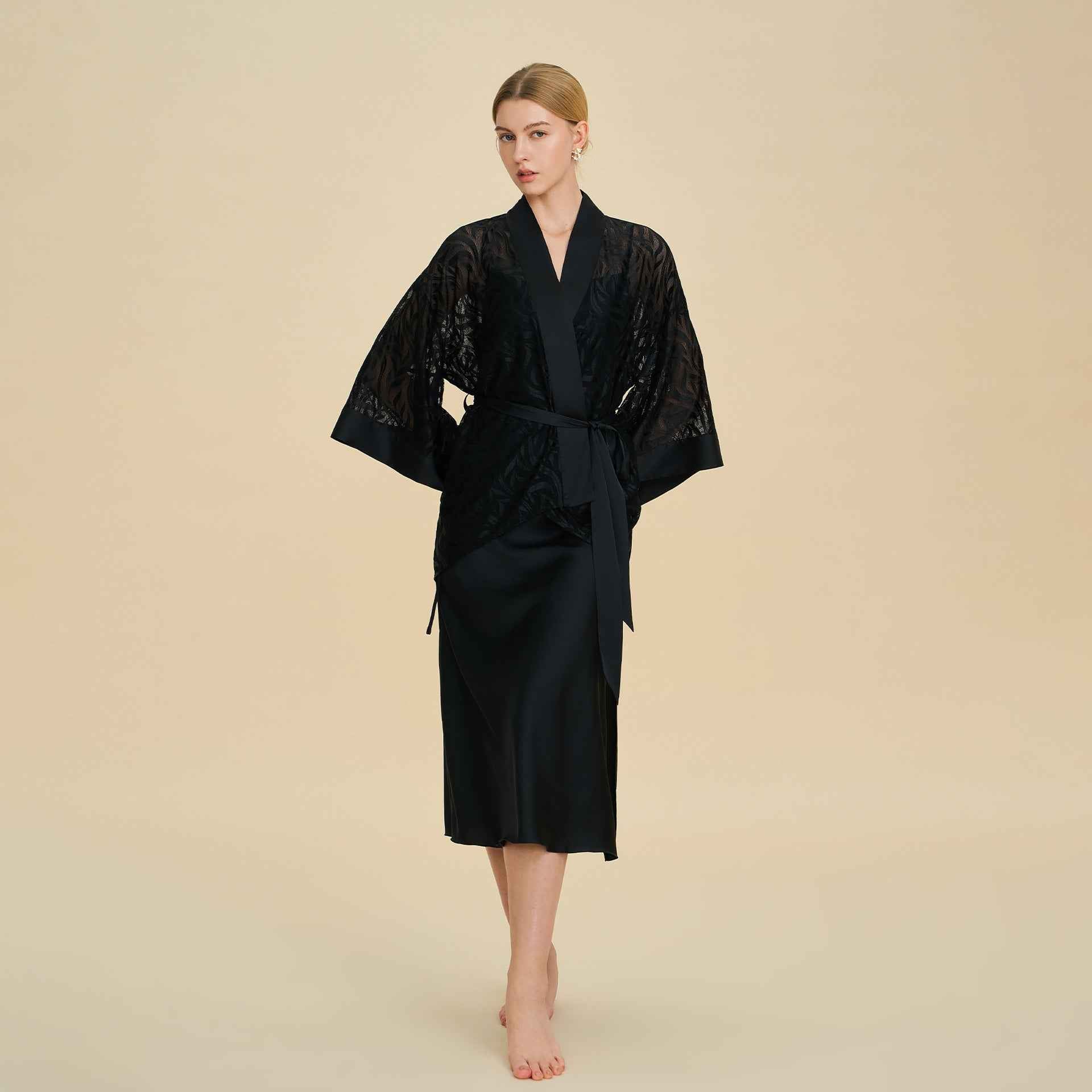 French Mesh Short Robe