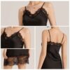 Eyelash Lace Satin Short Nightgown