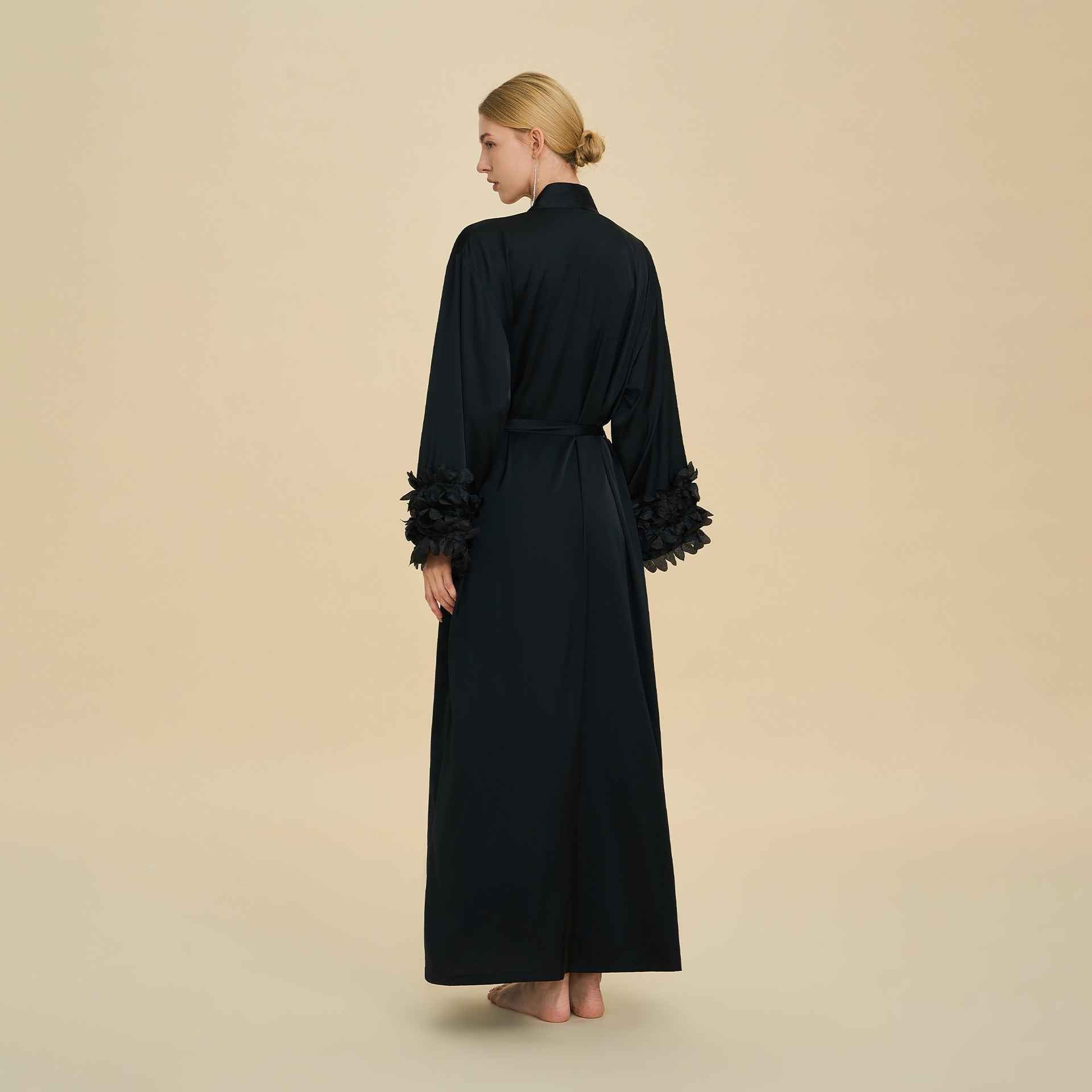 Satin Chiffon Bell Sleeve Long Cardigan