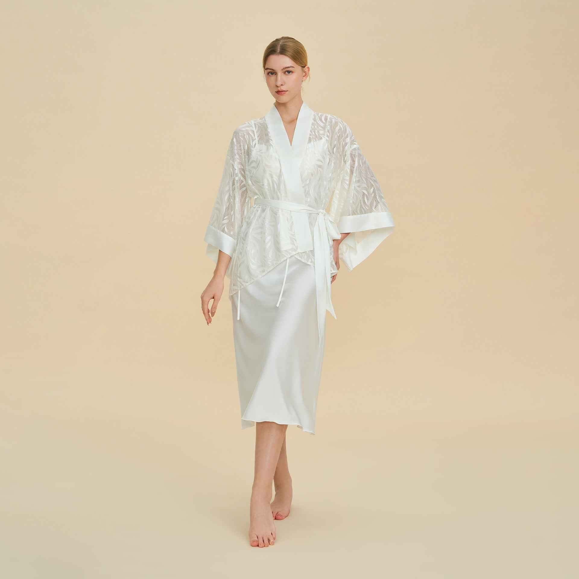 French Mesh Short Robe