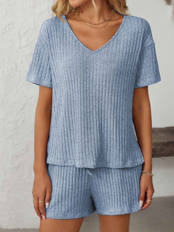 Ribbed Short Sleeve Loungewear Set