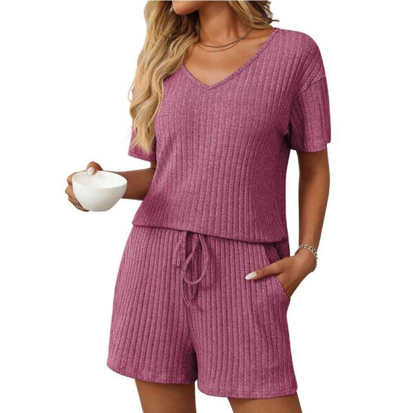 Ribbed Short Sleeve Loungewear Set