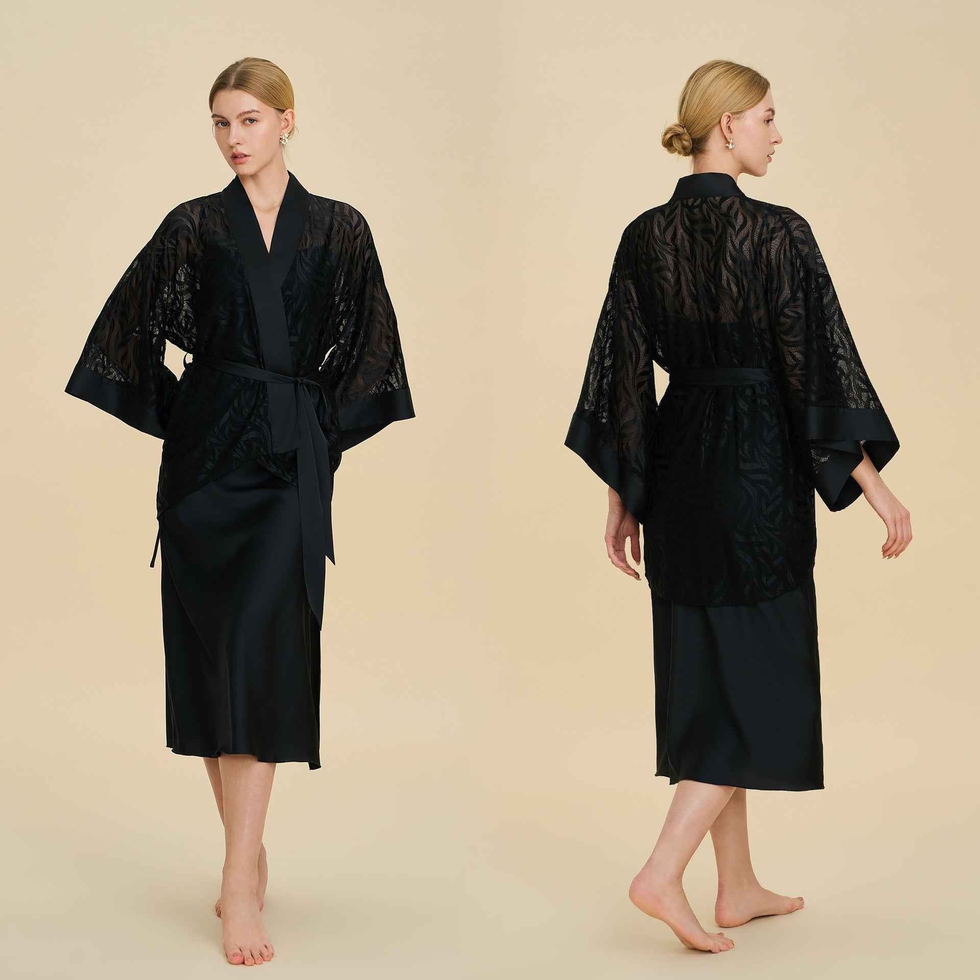 French Mesh Short Robe