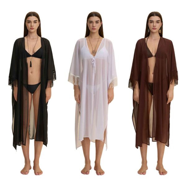 Mesh Fringe Chiffon Sheer Robe