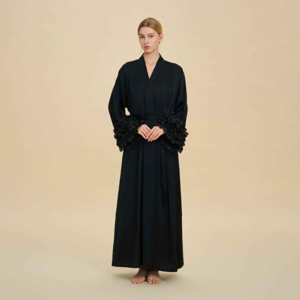 Satin Chiffon Bell Sleeve Long Cardigan