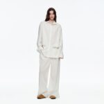 Embroidered Lyocell Loose Long Sleeve Pajama Set