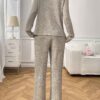 Ribbed Round Neck Long Sleeve Pajama Set
