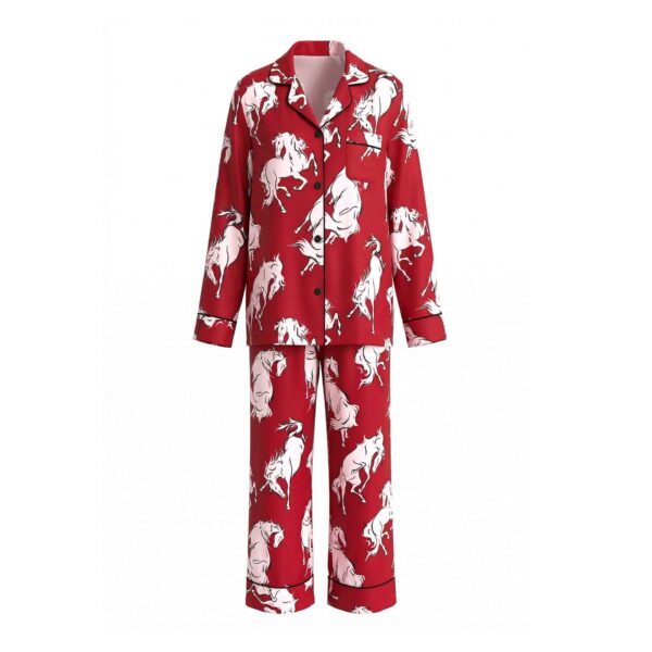 Rayon Printed Cardigan Long Sleeve Pajama Set