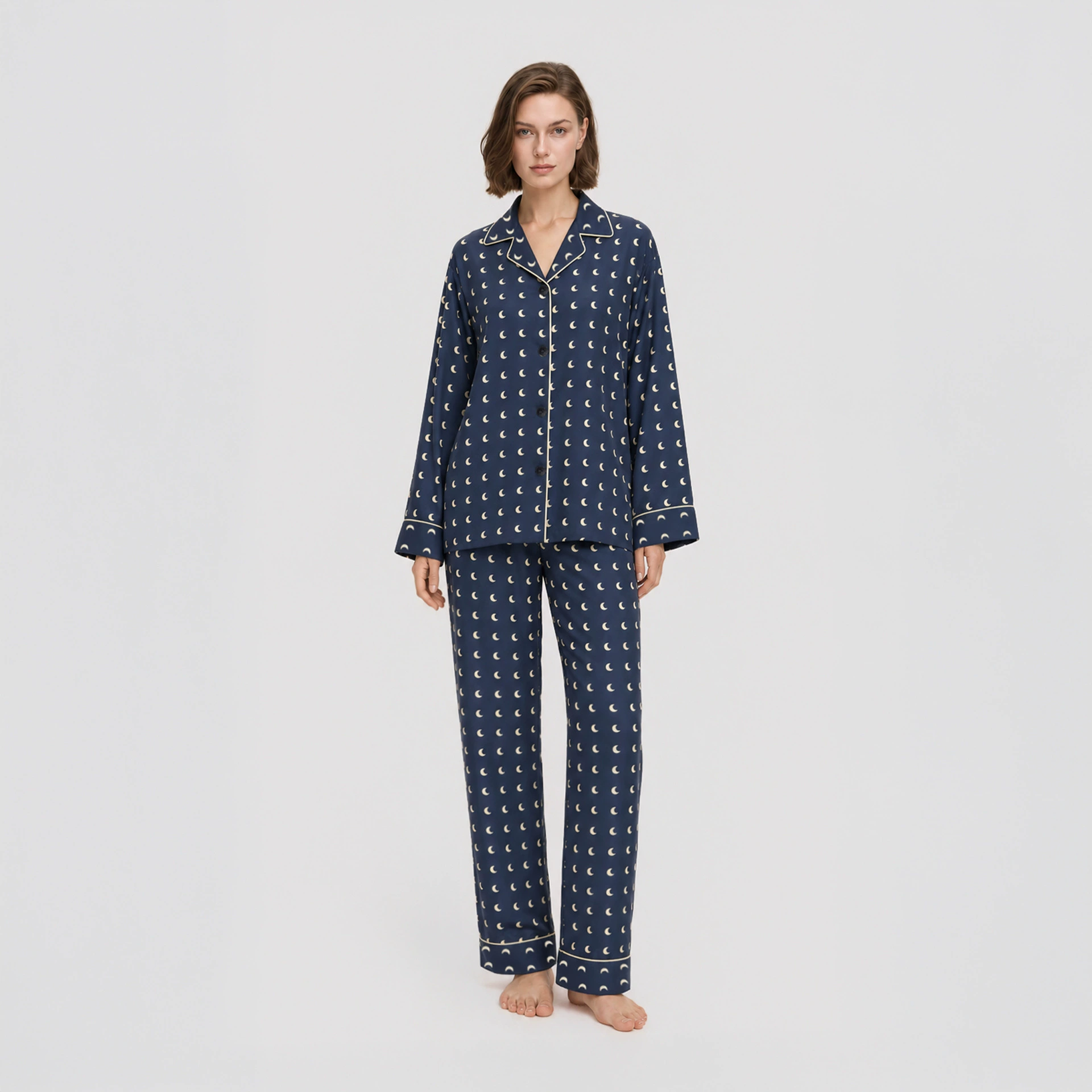 Women's satin chiffon pajama set, product view 1