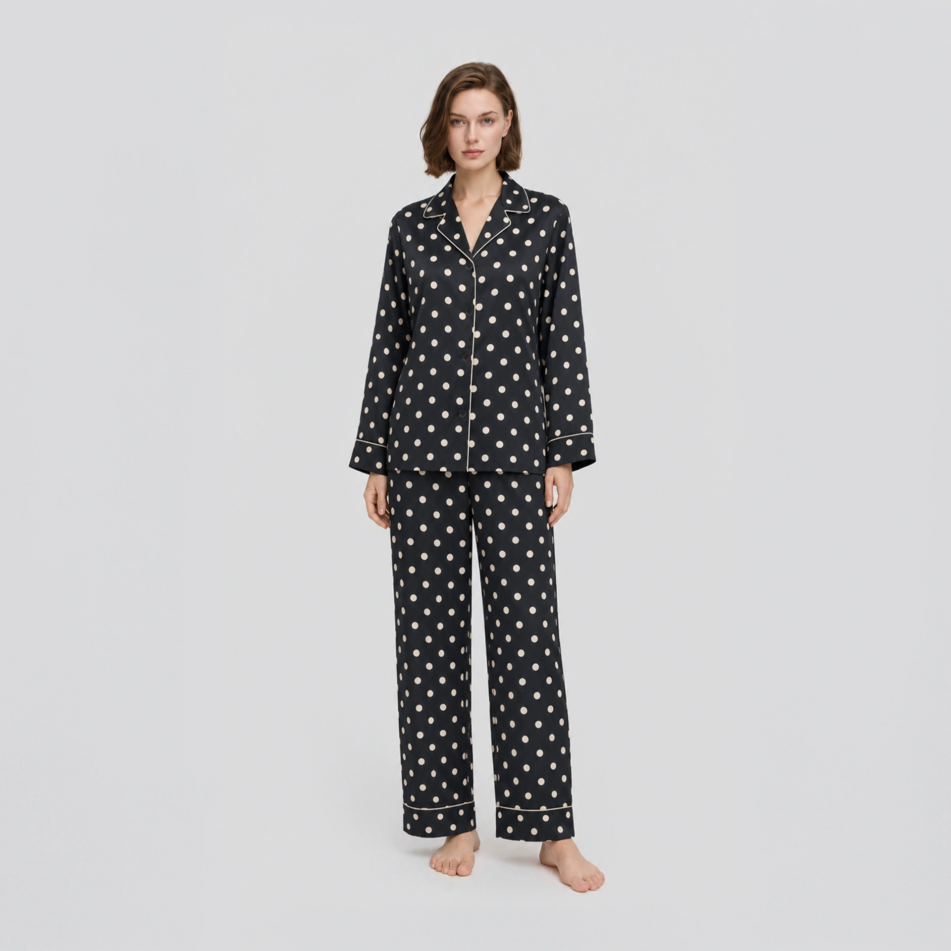 Women's satin chiffon pajama set, product view 2