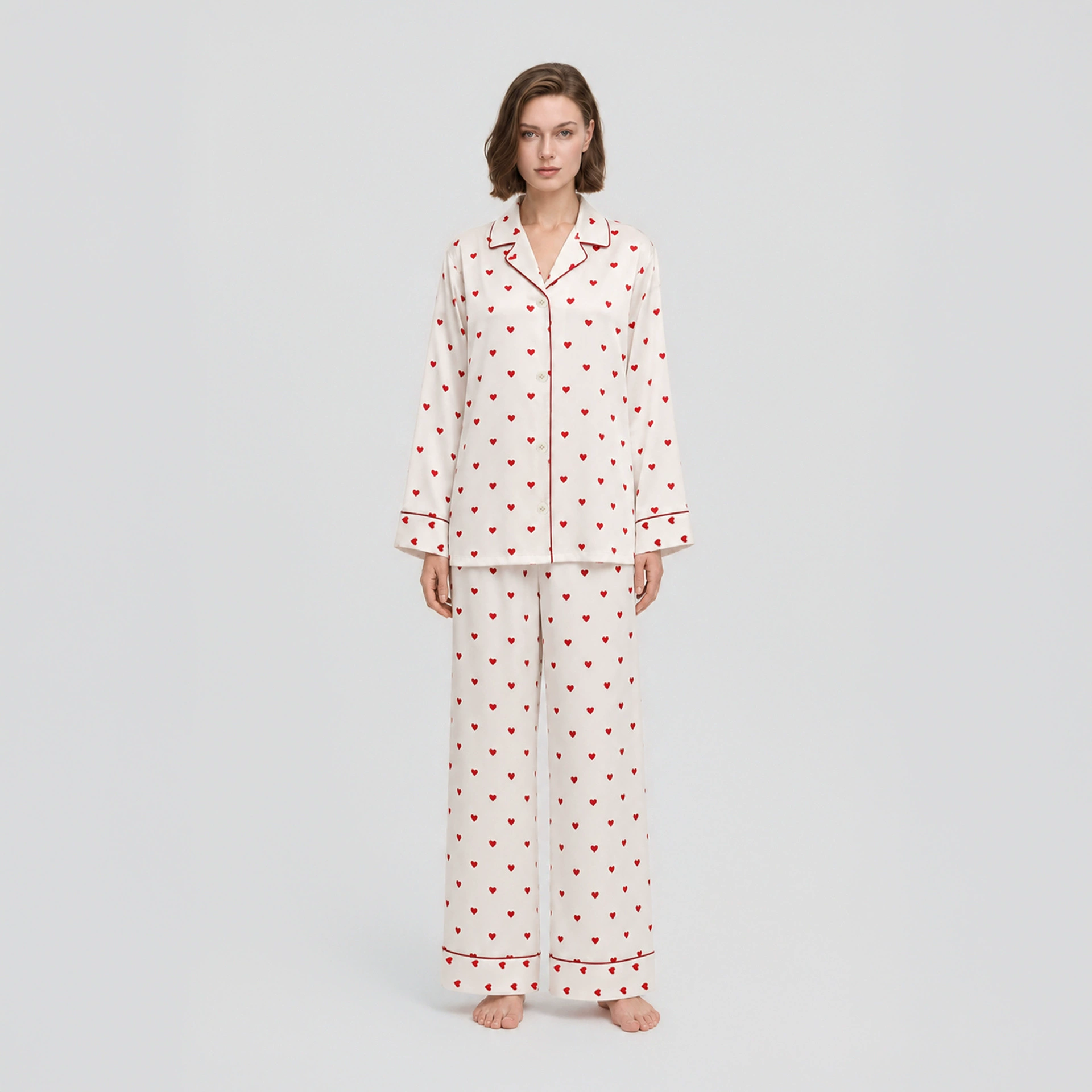 Women's satin chiffon pajama set, product view 3