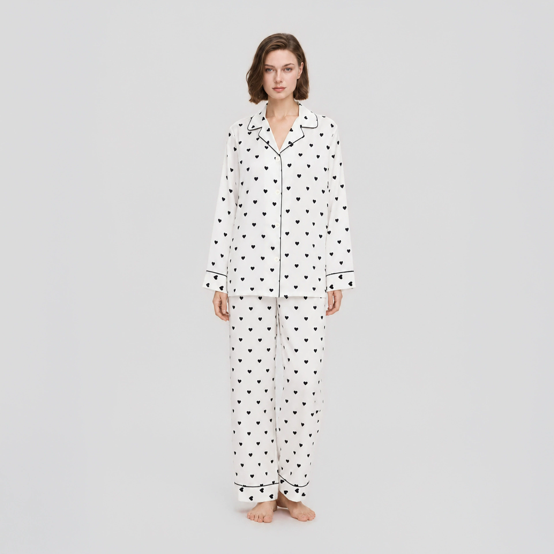 Women's satin chiffon pajama set, product view 4