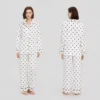 White pajama set with black heart print
