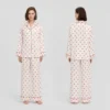 Beige pajama set with red heart print