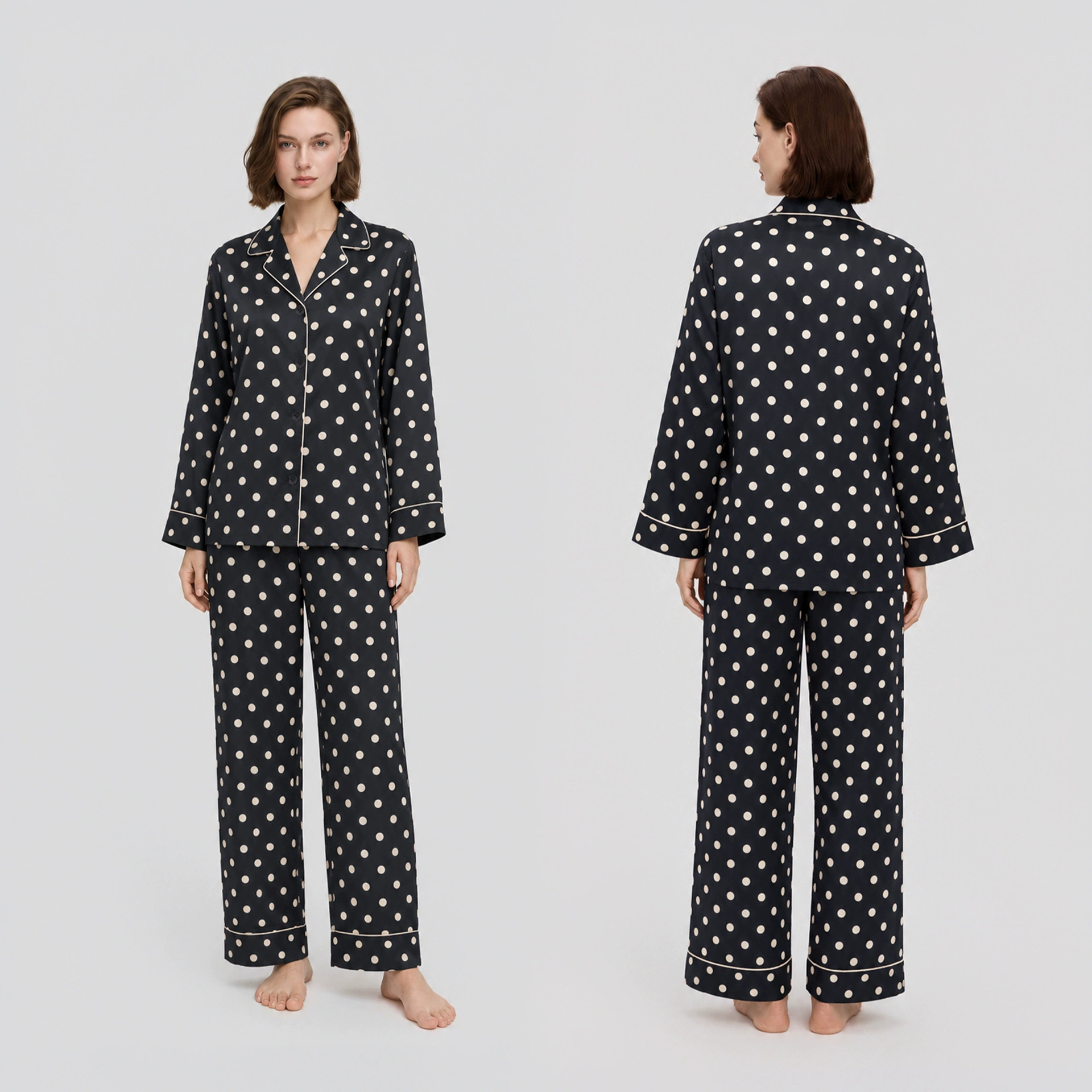 Pajama set with polka dot print